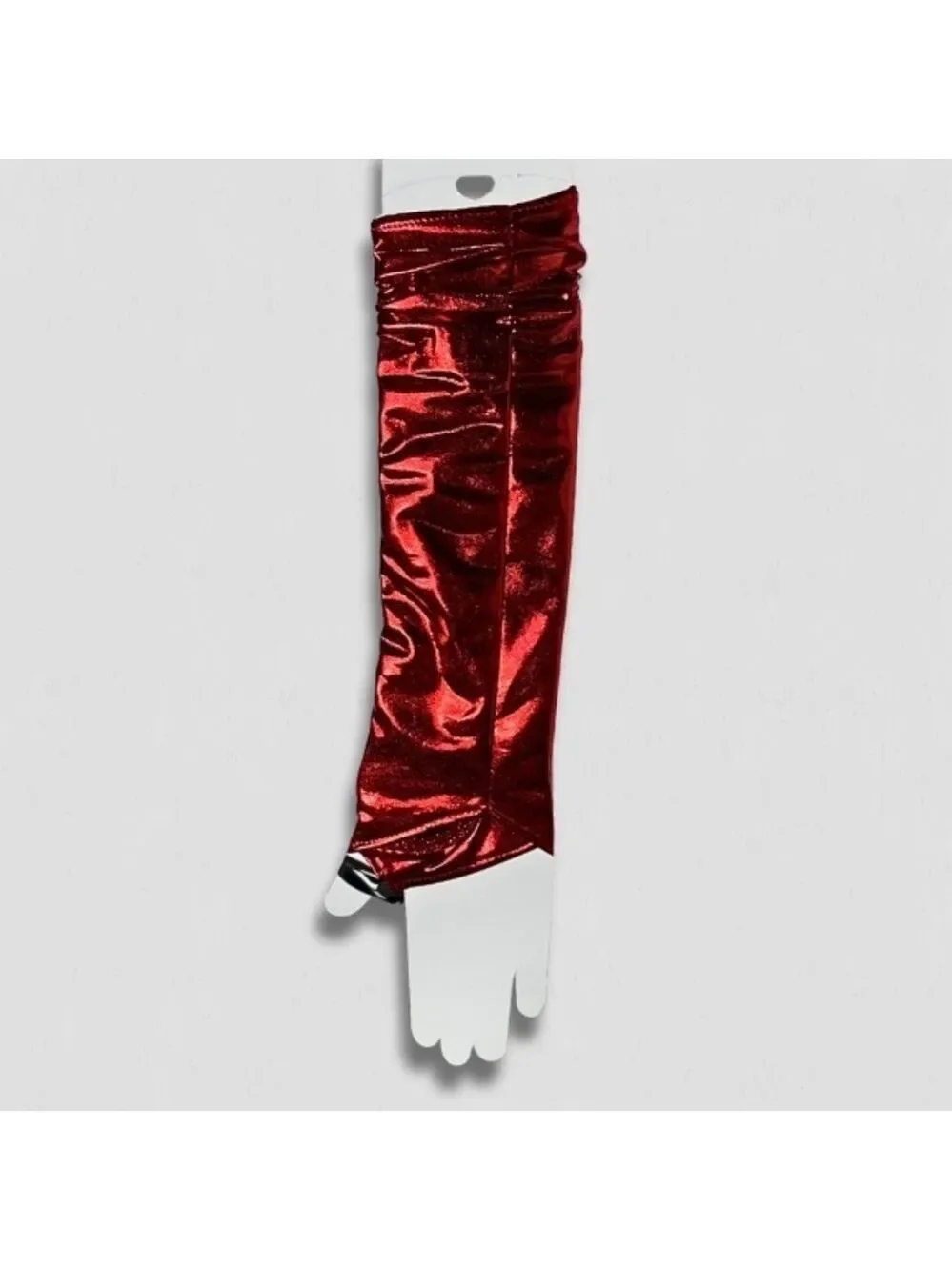Glossy Satin Fingerless Flame Graphic Gloves Red OS NIB
